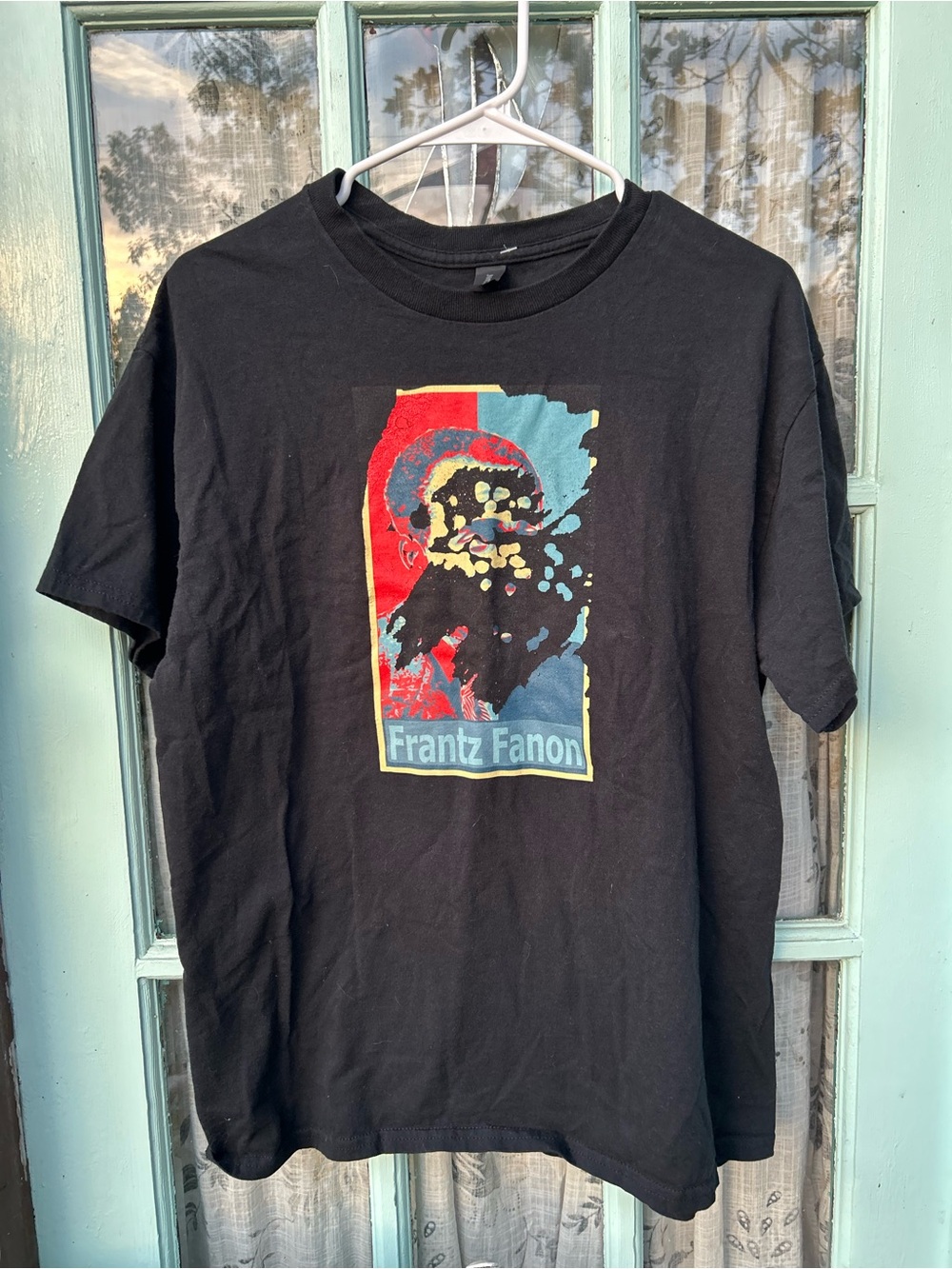 Black Graphic Short-Sleeve Tee with Multicolor Print